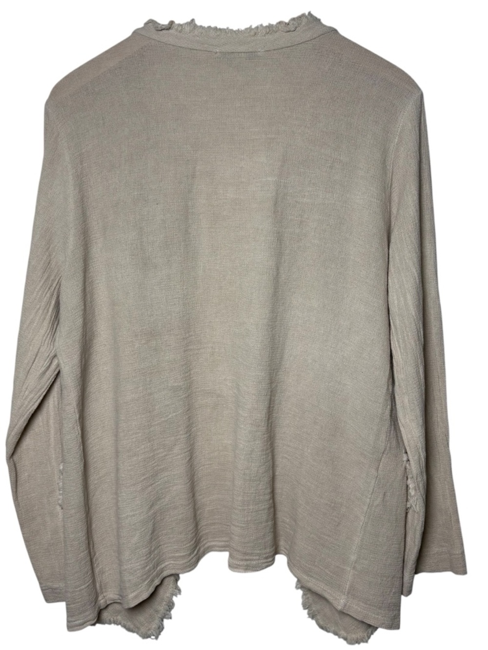 Tempo Paris Linen Open Cardigan Women’s Large Fringe Beige Lagenlook Lagom Italy - Picture 2 of 8